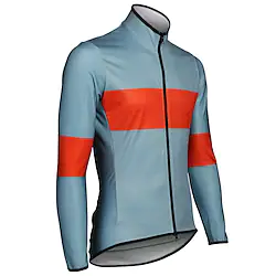 21Grams Men's Cycling Jersey Long Sleeve Bike Jersey Top with 3 Rear Pockets Mountain Bike MTB Road Bike Cycling Breathable Quick Dry Moisture Wicking Reflective Strips Blue Grey Color Block Spandex Lightinthebox