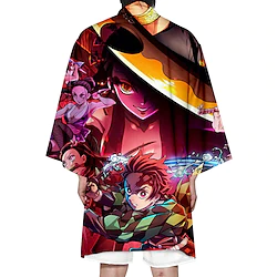 Inspired by Demon Slayer: Kimetsu no Yaiba Kamado Tanjiro Daki Cosplay Costume Cartoon Manga Anime Harajuku Graphic Kawaii Outerwear For Men's Adults' 3D Print Terylene Lightinthebox