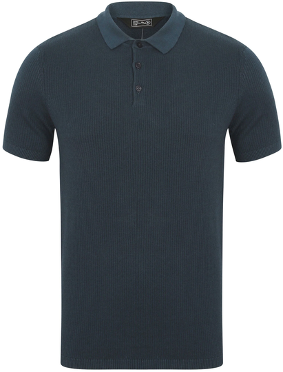 Polo Shirts Dangerfield Plaited Knitted Polo Shirt in Reflex Blue - Dissident / S - Tokyo Laundry