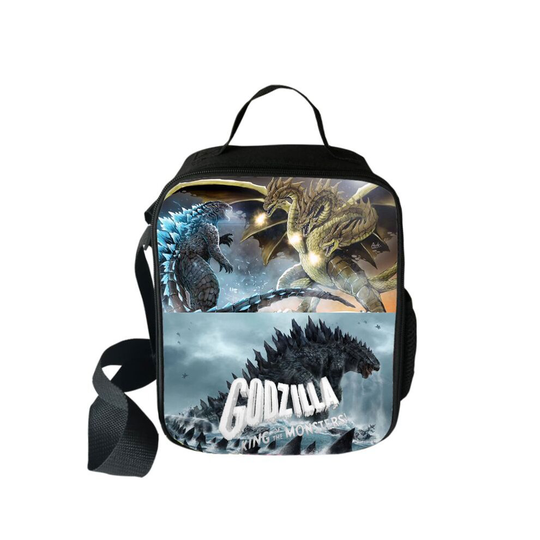 (D) Godzilla Lunch Bag Insulated School Picnic Handbag