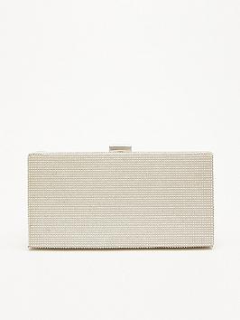 Quiz Diamante Box Bag, Silver, Women