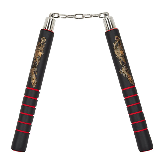 12 INCHES FOAM NUNCHAKU B.B WITH GRIP: RED GRIPS NUNCHUCKS TRAINING
