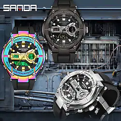 SANDA Men's Watches 50M Waterproof Quartz Wristwatch Sport Military LED Digital Watch Lightinthebox