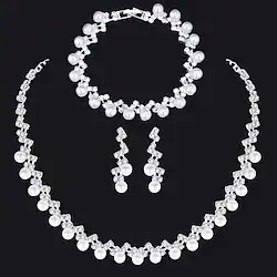 Bridal Jewelry Sets 3pcs Imitation Pearl Alloy 1 Necklace 1 Bracelet Earrings Women's Personalized Stylish Artistic Classic Precious Geometric Jewelry Set For Wedding Engagement Valentine's Day Lightinthebox