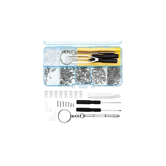 500 Pcs Eyeglasss Sunglass Glasses Repair Tool Kit Set, Spectacles Repair Kit with Screwdriver and Screws, Glasses Cloth, Tweezer Silicone N