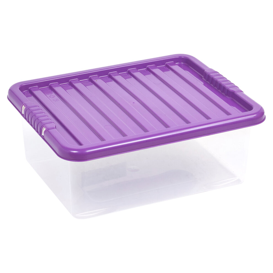(32L, Purple) 5 X Storage Boxes Stackable Container Lightweight