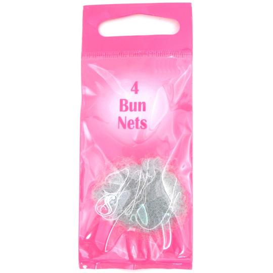 (Grey) Serenade - 4 Fine Mesh Elasticated Bun Nets