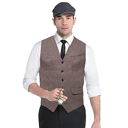 Gentleman Kingsman Vintage Gothic Steampunk Masquerade Vest Waistcoat Outerwear Men's Slim Fit Costume Vintage Cosplay Event / Party Sleeveless Vest Halloween Lightinthebox
