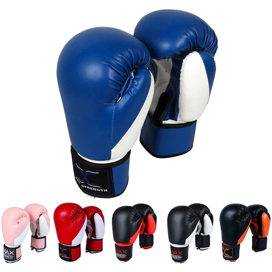 (Blue/White, 8oz) Punch Boxing Gloves Training MMA Sparring Punching Fight Muay Thai Kickboxing