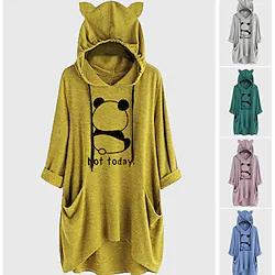 Inspired by Animal Cat Ear Panda Hoodie Sweatshirt Oversized Hoodie Animal Graphic Hoodie For Women's Girls' Adults' Hot Stamping Spandex Homecoming Vacation Lightinthebox