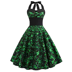 Audrey Hepburn Retro Vintage Hepburn Cocktail Dress Vintage Dress Dress Women's Slim Fit Costume Vintage Cosplay Date Dress Knee Length A-Line Dress Carnival Lightinthebox