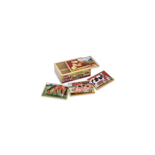 Melissa & Doug Farm Animals Puzzles in a Box | Puzzles | Wooden Toy | 3+ | Gift for Boy or Girl