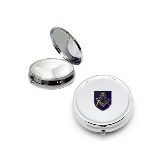 Masonic silver round pill box