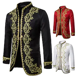Prince Corrina victorian Gentleman Aristocrat Vintage Elegant Victorian Medieval Renaissance Ball Gown Coat Masquerade Outerwear Men's Adults' Sequins Costume Tie Vintage Cosplay Party Queen's / Vest Lightinthebox
