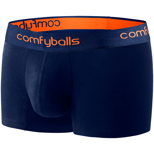 (M) Comfyballs Men's Regular Cotton Boxer Shorts Fitness Underwear - Navy Tangerine