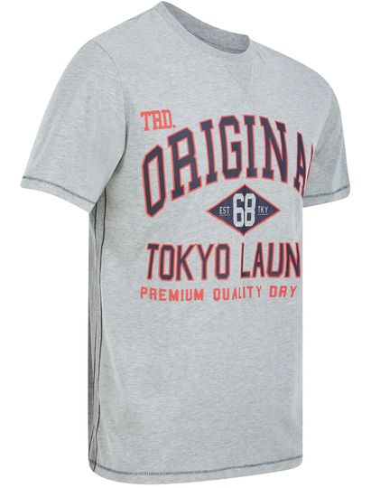 T-Shirts Ficks Signature Motif Cotton Jersey T-Shirt In Light Grey Marl - Tokyo Laundry / S - Tokyo Laundry