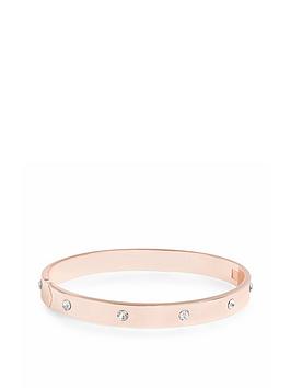 Jon Richard Rose Gold Polished Crystal Bangle - Gift Boxed