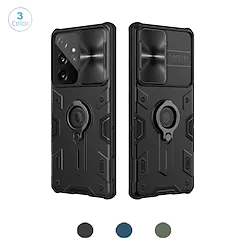 Phone Case For Samsung Galaxy Classic Series S22 Ultra Case with Ring Kickstand and Camera Lens Cover CamShield Armor Shockproof PC TPU Bumper Frame Ring Holder Full Body Protective Solid Colored TPU PC Metal Lightinthebox