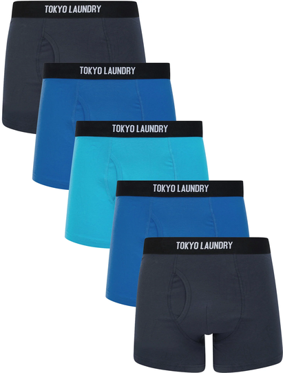 Mens Underwear Koman (5 Pack) Cotton Sports Boxer Shorts Set in Blue - Tokyo Laundry / S - Tokyo Laundry