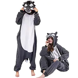 Adults' Kigurumi Pajamas Wolf Leopard Onesie Pajamas Polar Fleece Cosplay For Men and Women Christmas Animal Sleepwear Cartoon Festival / Holiday Costumes / Leotard / Onesie / Leotard / Onesie Lightinthebox