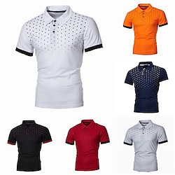Men's Polo Shirt Golf Shirt Polka Dot Turndown Black / Red Blue Orange Dark Gray Red Outdoor Daily Short Sleeve Button-Down Clothing Apparel Classic Lightinthebox