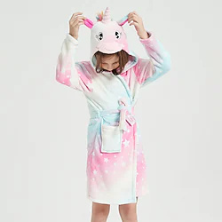 Kid's Kigurumi Pajamas Bathrobe Unicorn Flying Horse Color Block Onesie Pajamas Flannel Fabric Cosplay For Boys and Girls Christmas Animal Sleepwear Cartoon Festival / Holiday Costumes / Bath Robe Lightinthebox