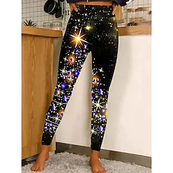 Women's Christmas Leggings Stretchy Twinkle Star Moisture Wicking Yoga Fitness Tennis Tights Stretchy Spandex Winter Sports Activewear Cropped Leggings Lightinthebox