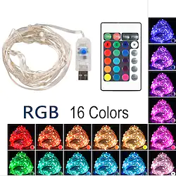 5m String Lights Remote Controls 50 LEDs 1 24Keys Remote Controller 16 Colors Full Color Change Cuttable Gypsophila Firefly Light Christmas Tree Decoration Lights USB Party 5 V 1 set Lightinthebox