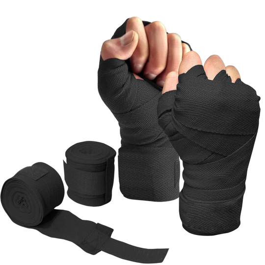 (Black) Boxing Hand Wraps Inner Gloves Bandages MMA Thai Kickboxing