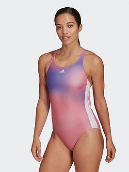 Adidas Melbourne Print 3-Stripes Swimsuit