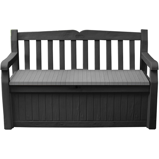 Keter Eden Bench Outdoor Plastic Storage Box Garden Furniture Grey