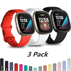 (3 pack)Watch Band for Fitbit Versa 3 / Fitbit Sense Fitbit Sport Band Silicone Wrist Strap Soft Silicone Waterproof Band For Fitbit Versa Lightinthebox