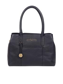 Pure Luxuries London Chatham Leather Zip Top Handbag - Navy