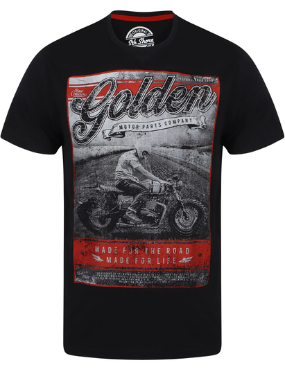 T-Shirts Golden Motif Cotton T-Shirt In Jet Black - South Shore / S - Tokyo Laundry