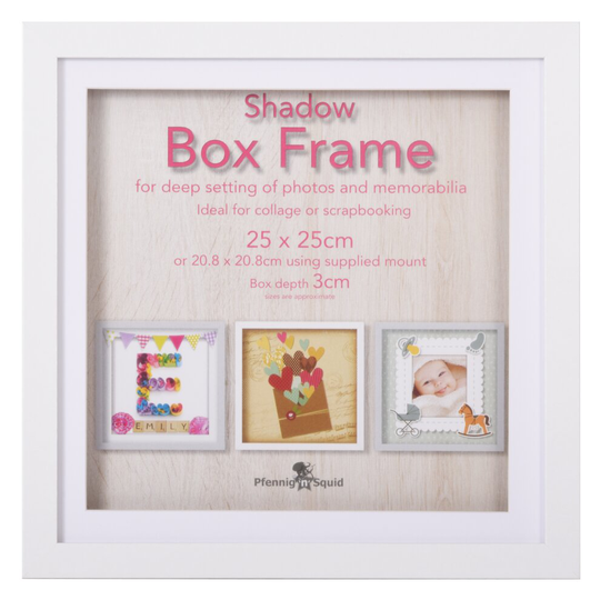 (White, 25x25cm) Shadow Box Frame Deep 3D Display Picture Craft Frames