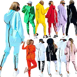 Women's Tracksuit Sweatsuit Patchwork 2 Piece Casual Winter Long Sleeve Thermal Warm Windproof Breathable Fitness Running Walking Sportswear Activewear White / Black White Black / Hoodie / Athleisure Lightinthebox