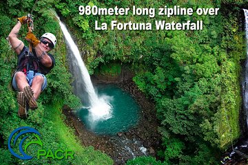 7 cable Zipline Canopy Tour Over La Fortuna Waterfall!