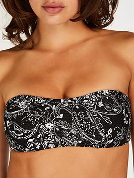 Hunkemoller Paisley Print Bikini Top, Black, Size Xs, Women