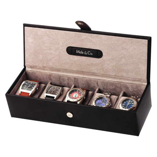 Mele and Co Black Bonded Leather Alfie Five Watch Box