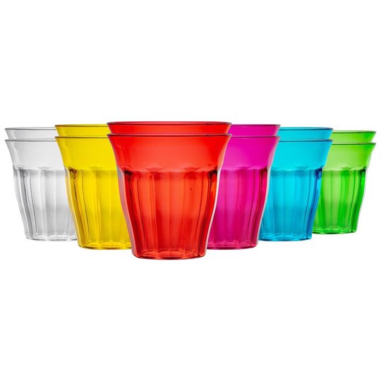 Plastic Tumblers Coloured Party Childrends Kids Outdoor Glasses 250ml x12