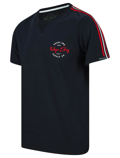 T-Shirts Taper Stripe Sleeve Cotton T-Shirt in Sky Captain Navy - Tokyo Laundry / S - Tokyo Laundry