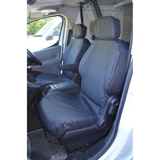 (Front Pair, Black) TURTLE COVERS Peugeot Partner 2008-2018 Seat Covers