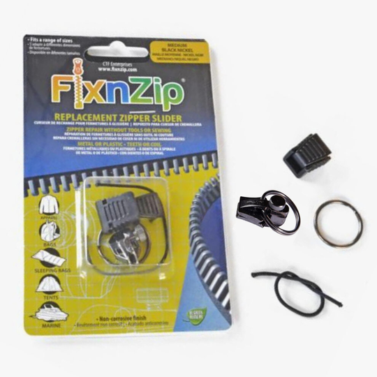 FixNZip Replacement Zipper Slider?Zip Puller Repair Kit?Large Black Nickel