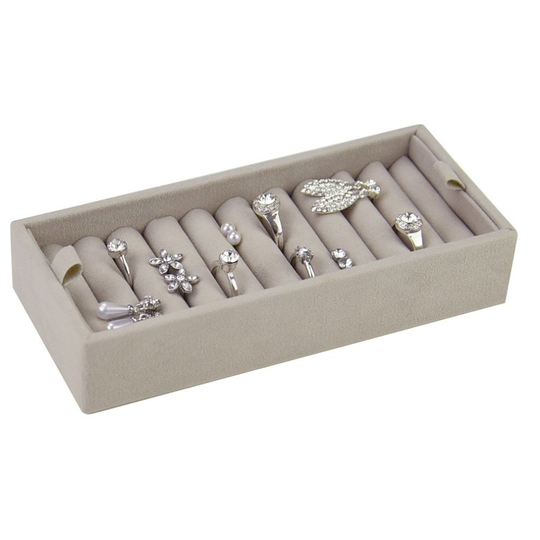 STACKERS ACCESSORY Grey Velvet Ring Holder for Mink and White Stacker Jewellery Boxes