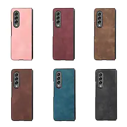 Phone Case For Samsung Galaxy Flip Z Fold 4 Z Fold 3 Flip Kickstand Solid Colored PC PU Leather Lightinthebox