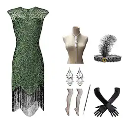 The Great Gatsby Charleston Retro Vintage Roaring 20s 1920s Cocktail Dress Vintage Dress Flapper Dress Dress Party Costume Flapper Headband Prom Dresses Women's Sequins Costume Vintage Cosplay Lightinthebox