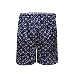 Men's Plus Size Pajamas Loungewear Sleepwear Silk Boxers Geometic Luxury Home Bed Faux Silk Breathable Shorts Fall Spring Dark blue shorts Blue floral shorts Lightinthebox