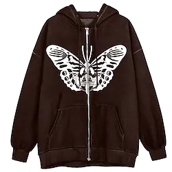 Inspired by Punk Gothic Butterfly Outerwear Anime Front Pocket Graphic Outerwear For Men's Women's Unisex Adults' Hot Stamping 100% Polyester Lightinthebox