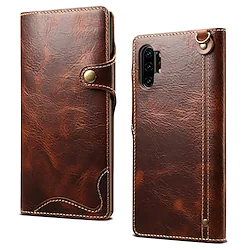 Phone Case For Samsung Galaxy Full Body Case Leather S22 S21 Plus S22 S21 Ultra S22 S21 S20 Plus S20 Ultra S20 S9 S9 Plus S8 Note 9 Card Holder Solid Color Genuine Leather Lightinthebox