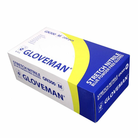 Gloveman Nitrile Powder Free Blue Gloves Box 200 Box of Large